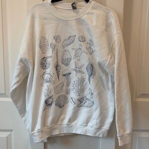 GildanWhite Sweatshirt with Sea Life Design
